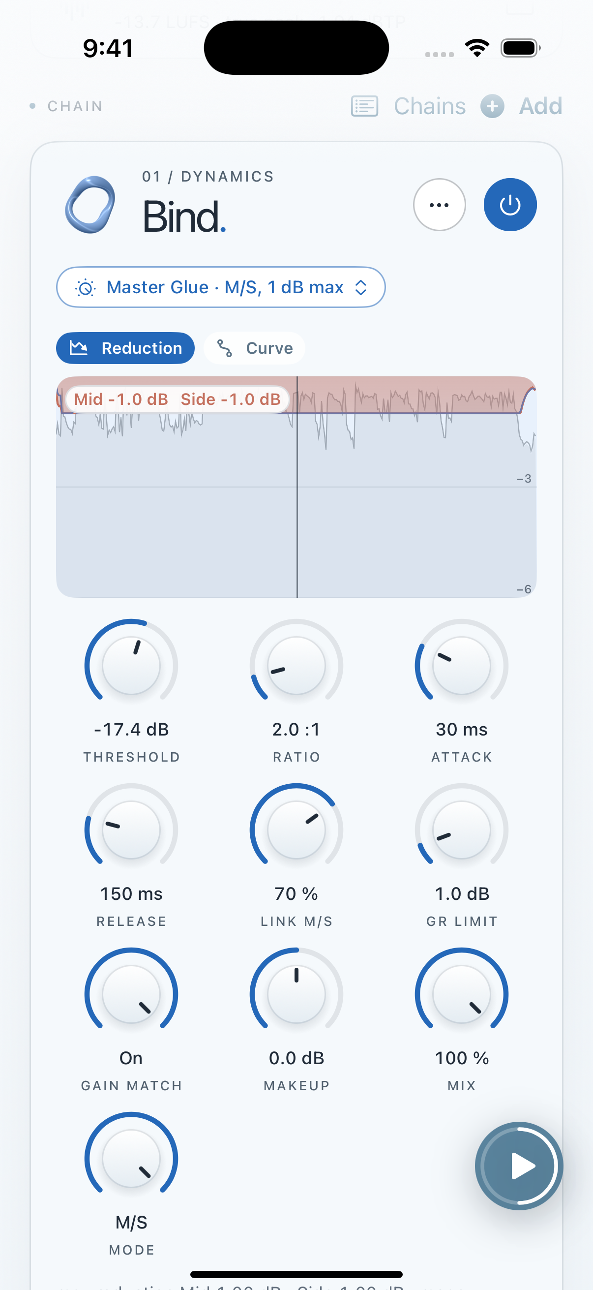 Clios Bind in Mastering Lab on iPhone screenshot