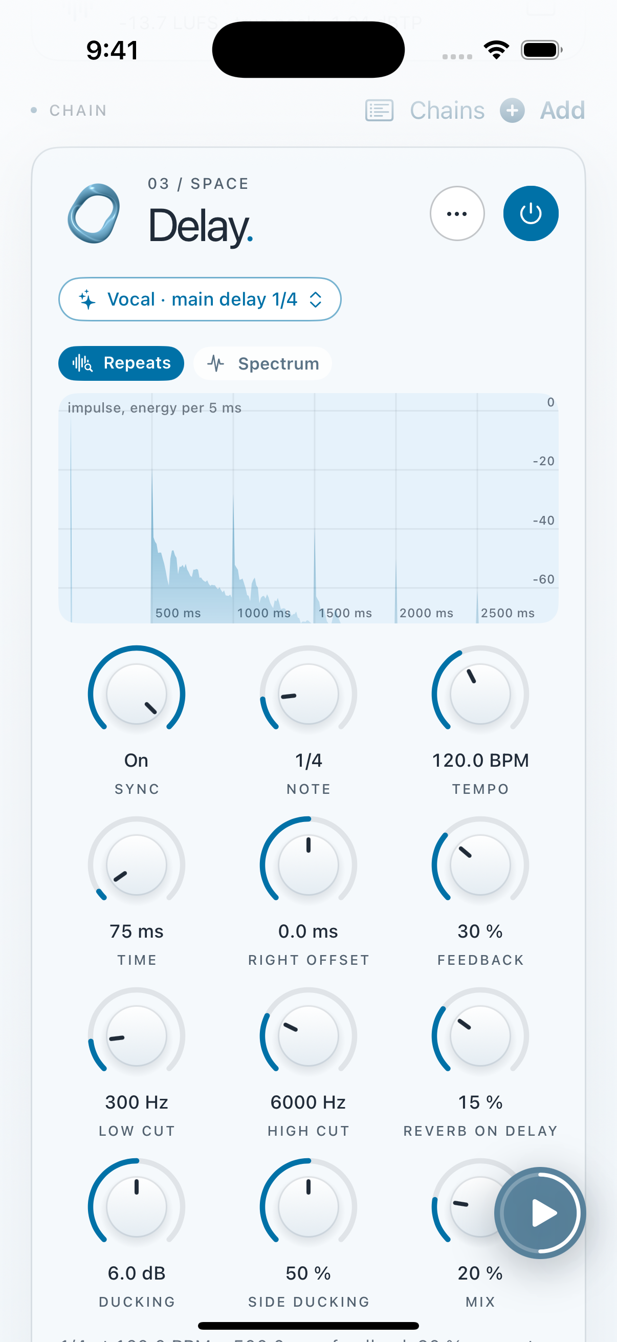 Clios Delay in Mastering Lab on iPhone screenshot