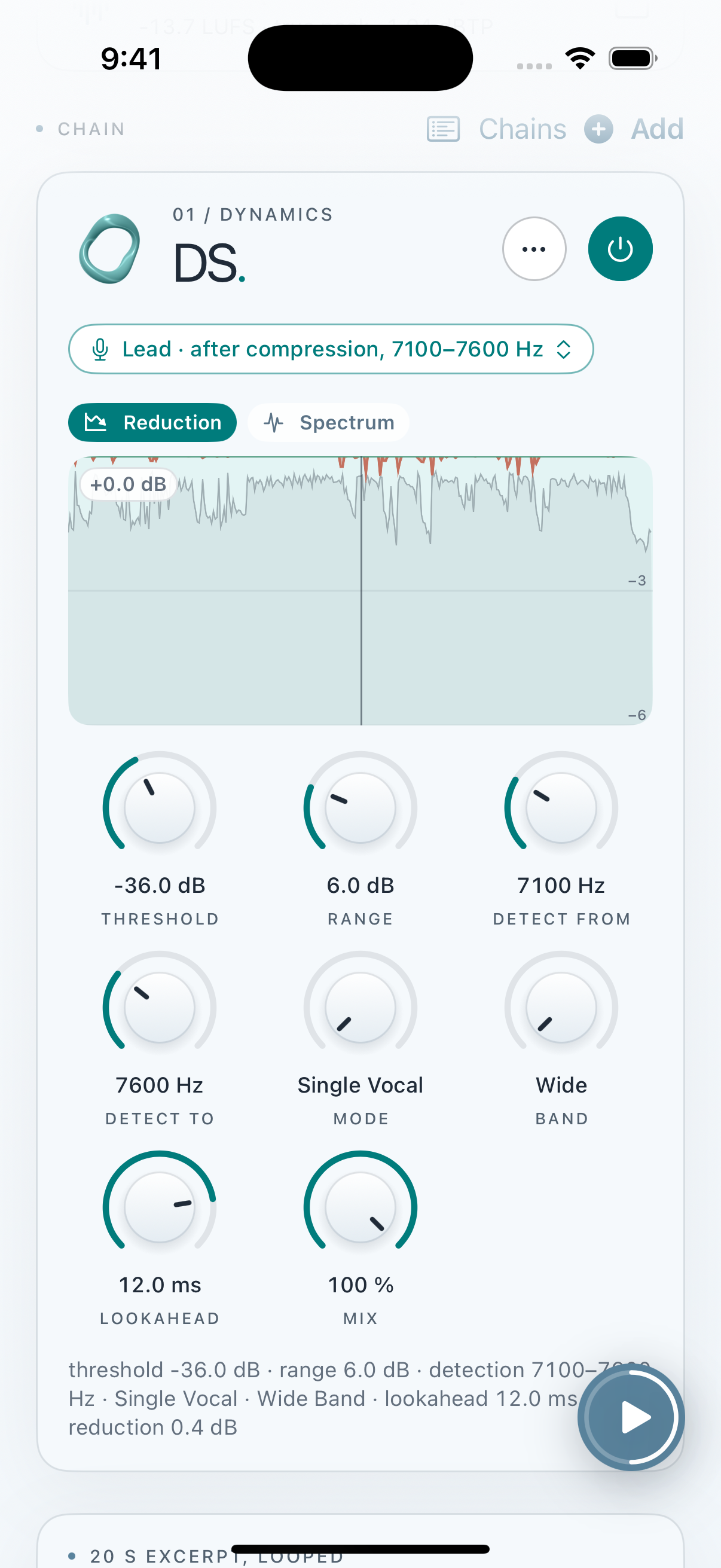 Clios DS in Mastering Lab on iPhone screenshot