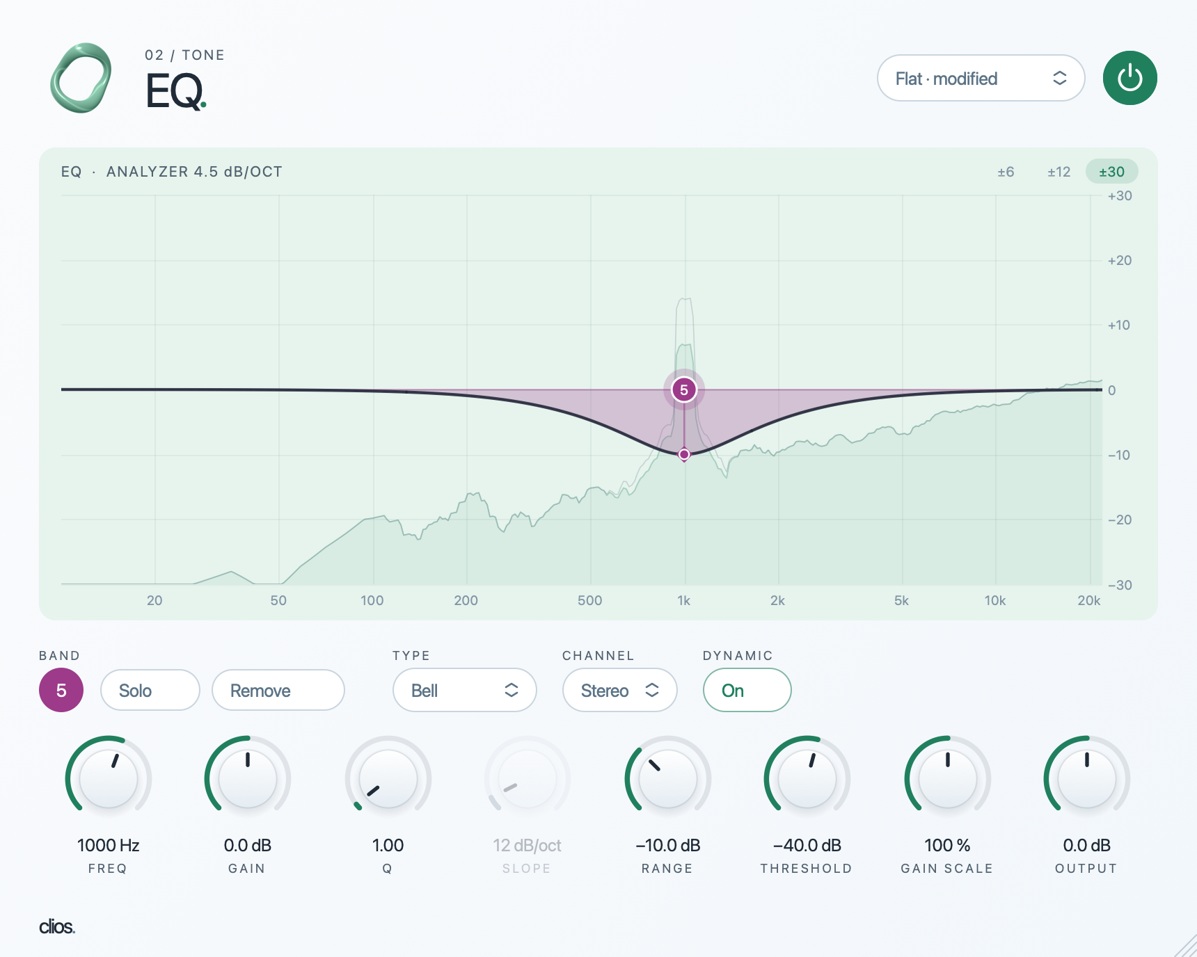 Clios EQ desktop plugin screenshot