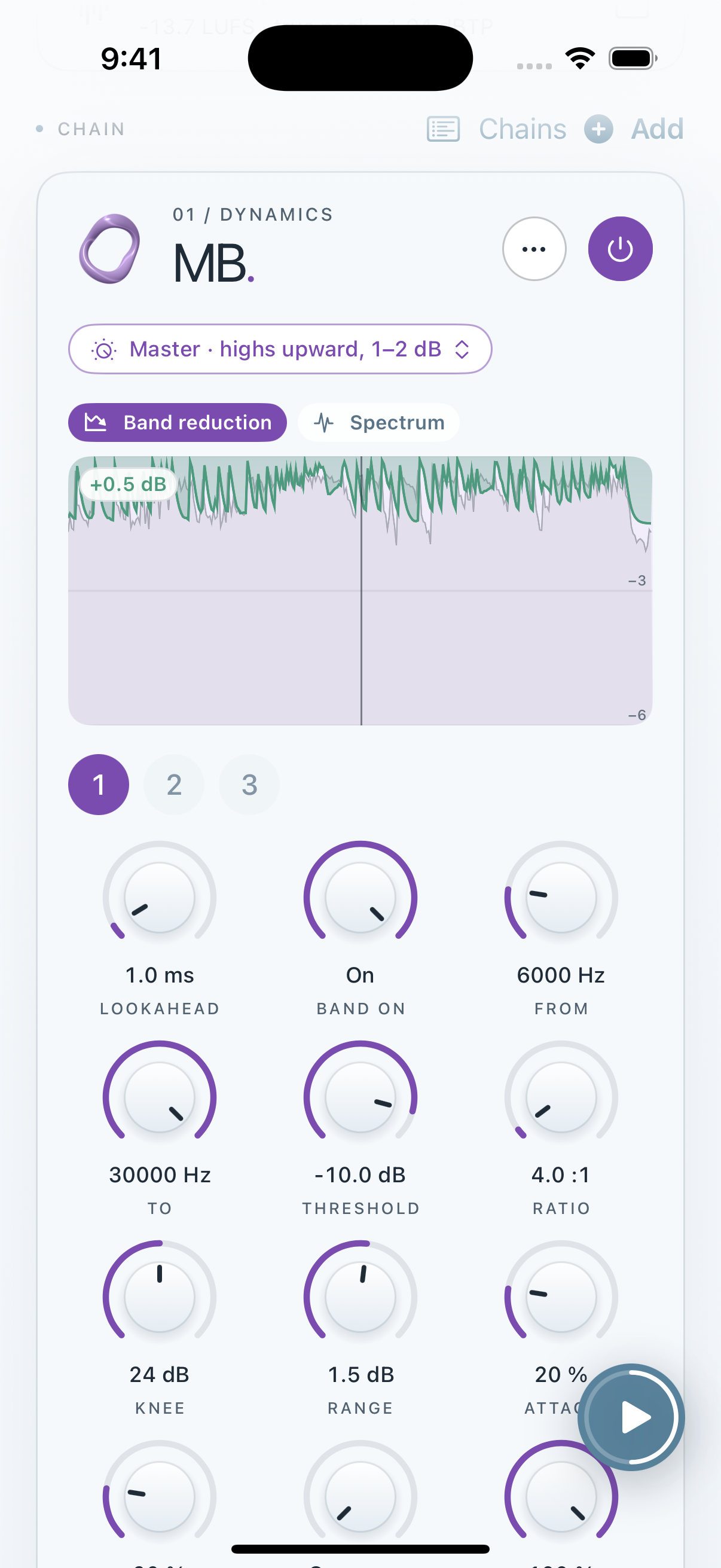 Clios MB in Mastering Lab on iPhone screenshot