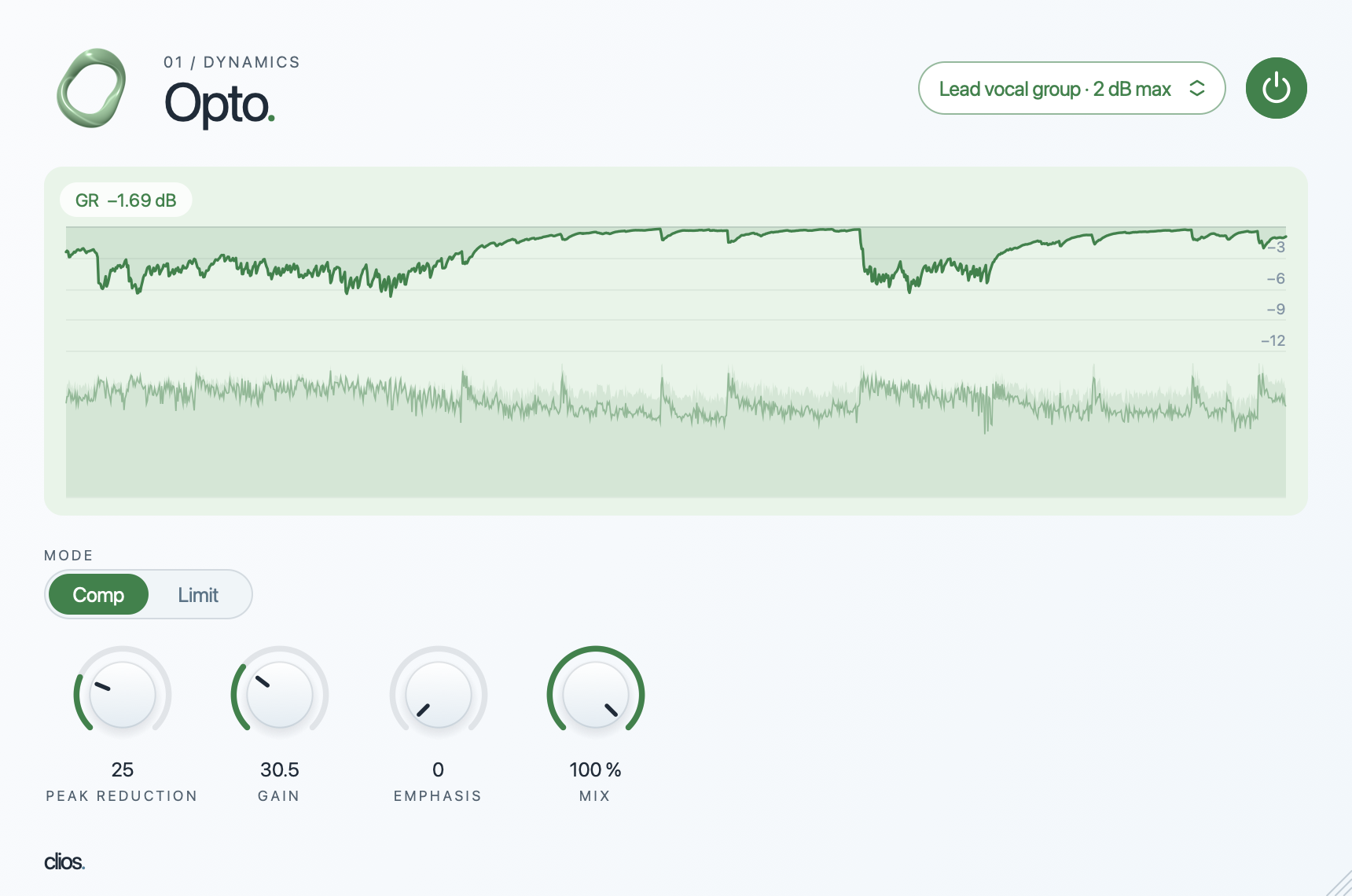 Clios Opto desktop plugin screenshot